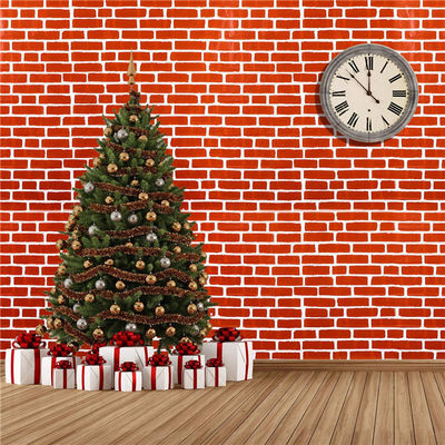54x108 misura il contesto in pollici rosso del muro di mattoni di PEVA per la festa di Natale