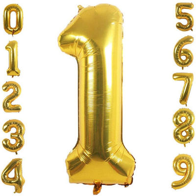 Palloni di numero 0-9 del di alluminio dell'oro per la decorazione del partito e di nozze
